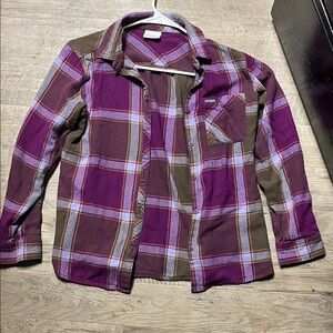 Columbia Purple and Brown Plaid Shirt